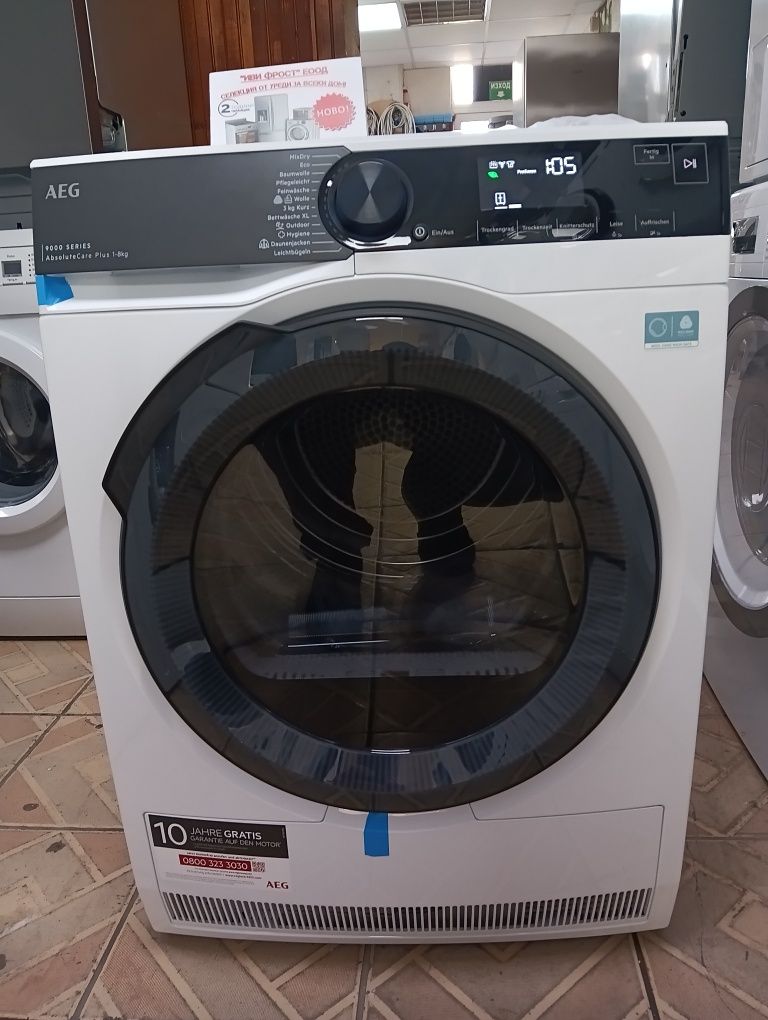 Чисто нова сушилня с термопомпа AEG 9000 Series  A+++  8кг ГАРАНЦИЯ