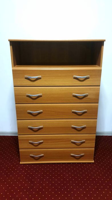 Comode cu 6 sertare, culoarea cireșului, 77x39x121 cm