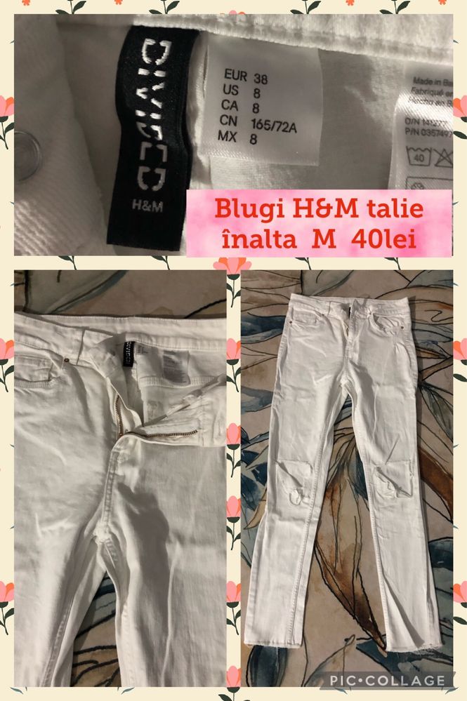 Blugi albi elastici S NOI/ tricou Zara S