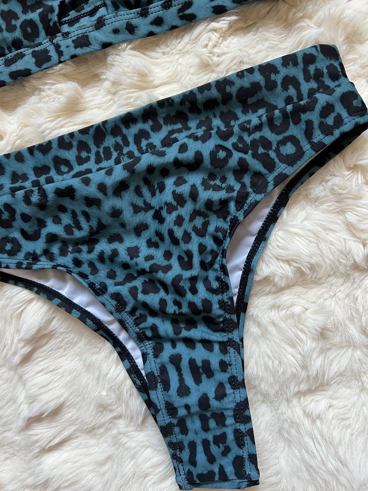 Costum de baie leopard print cu talie inalta
