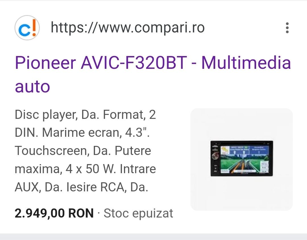 Pioneer AVIC-F320BT 2din.