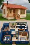 Vând case din lemn cu dormitor living  dining, baie bucătărie etc