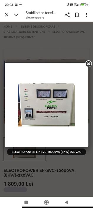 Stabilizator tensiune Electropower EP-SVC-10000VA