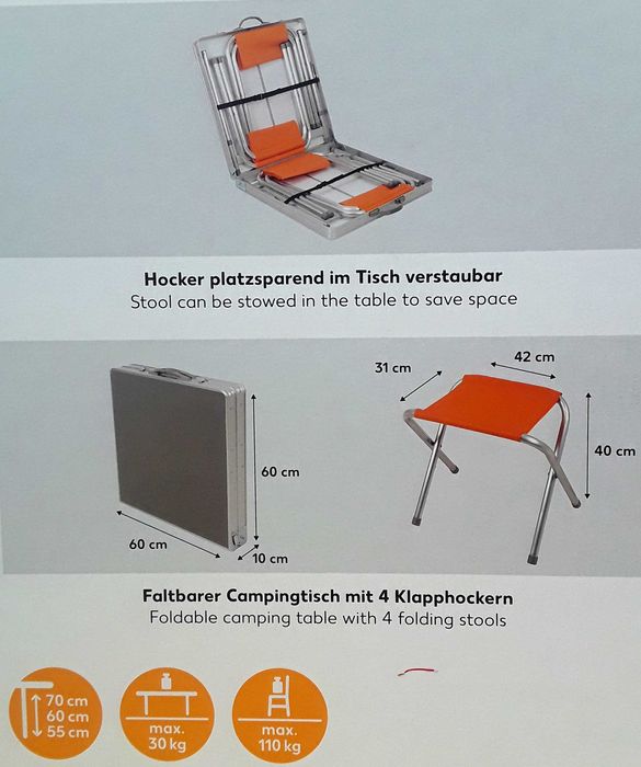 Set MASA cu 4 scaune pliabile pentru camping, picnic NOU - 195 Lei