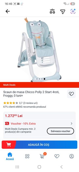 Scaun de masa chicco polly start 2