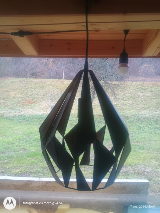 Candelabru rustic meta, metal și sticla