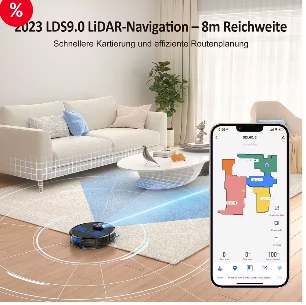 Robot aspirator Lubluelu SL60D cu functie de stergere, navigatie LiDAR