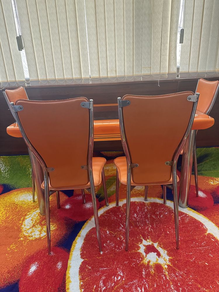 Стеклянный стол стул на 6 персон