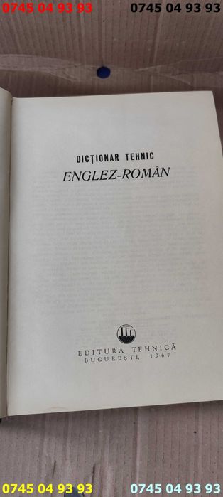 carte carti dictionar tehnic ENGLEZ ROMAN editura 1967