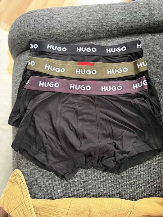 HUGO set 3 boxeri culoare negru cu banda multicolor marimea S noi