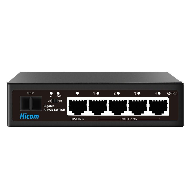 Gigabit AI POE Switch 4 PoE , 1 UPlink , 1 SFP
