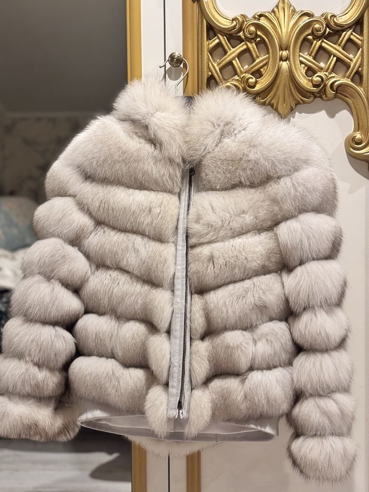 Палто естествен косъм от сребърна лисица