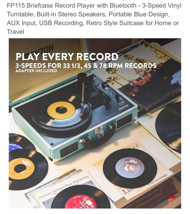 FP115 Pick-Up, 3 speeds, built-in stereo speakers