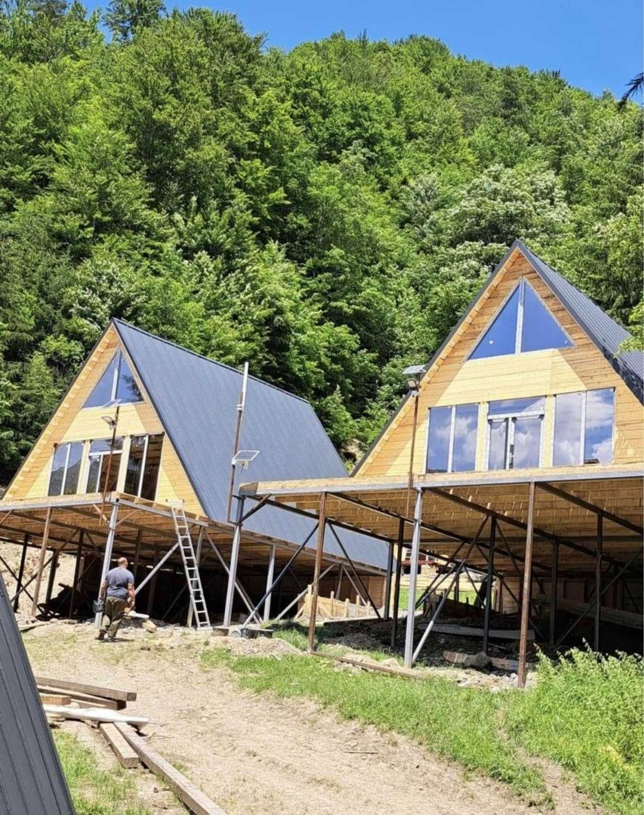 Cabana stil A-Frame si case din structura de lemn