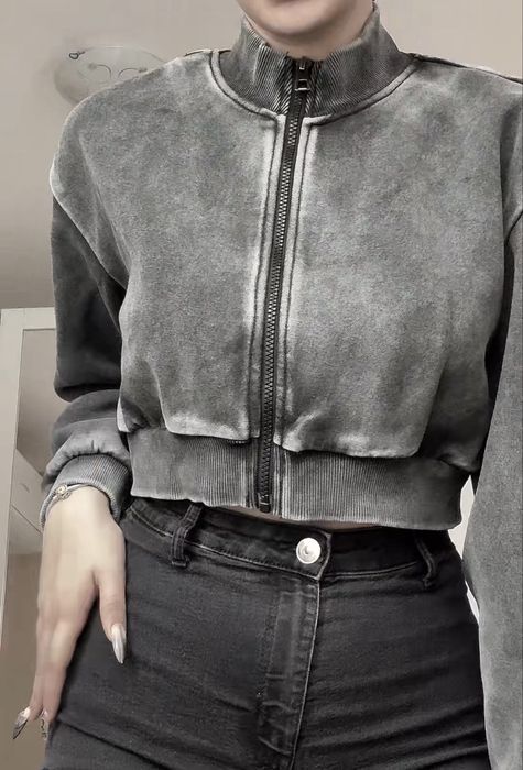 Сив суичър с цип от Кроп Cropp