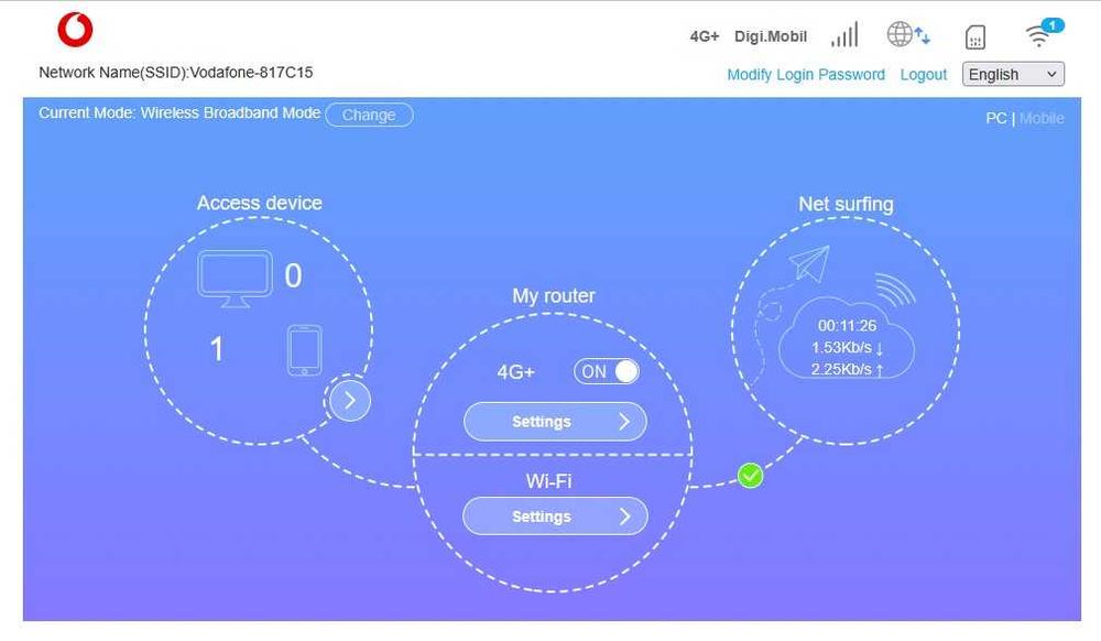 ZTE MF296C router WiFi antena externa modem SIM 4G+ LTE 300 Mb