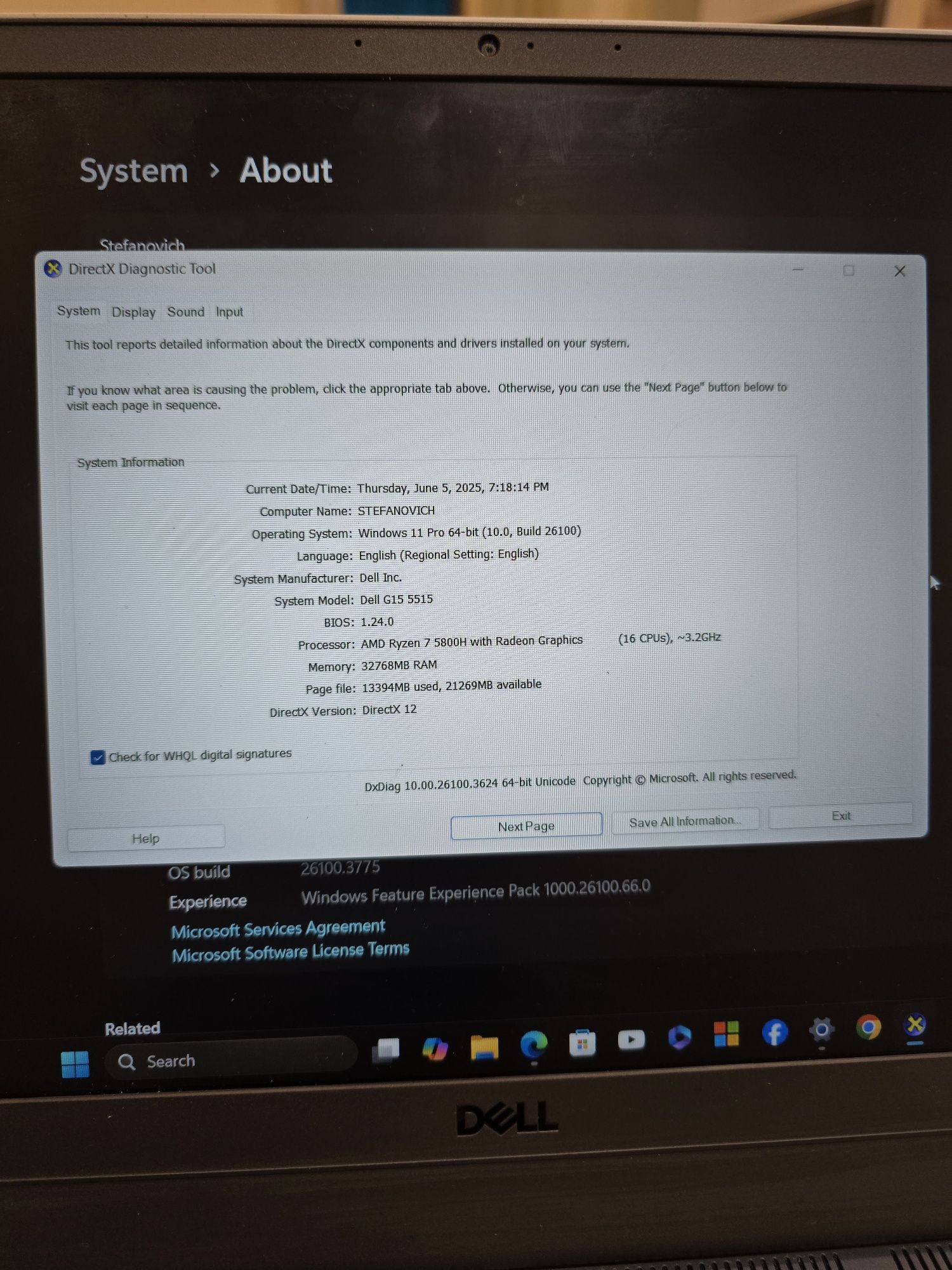 Dell G15 5515 - Ryzen 7 / RTX 3060 / 32 GB DDR 4 / 1TB SSD