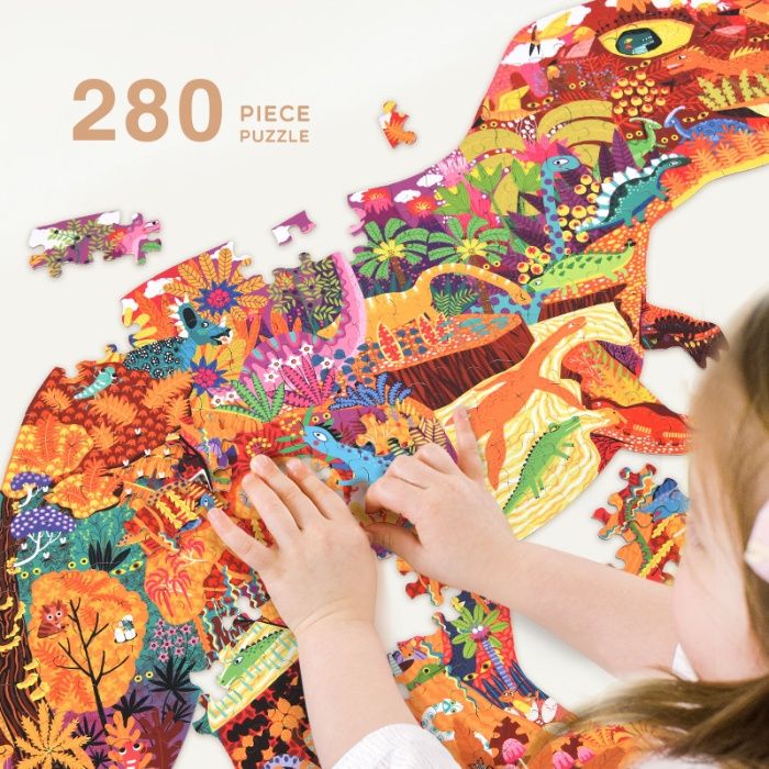 Puzzle forma Dinozaur, 280 piese Mideer