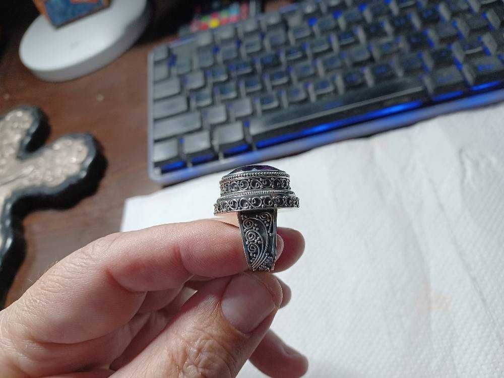 Superb inel vintage argint cu ametist mare