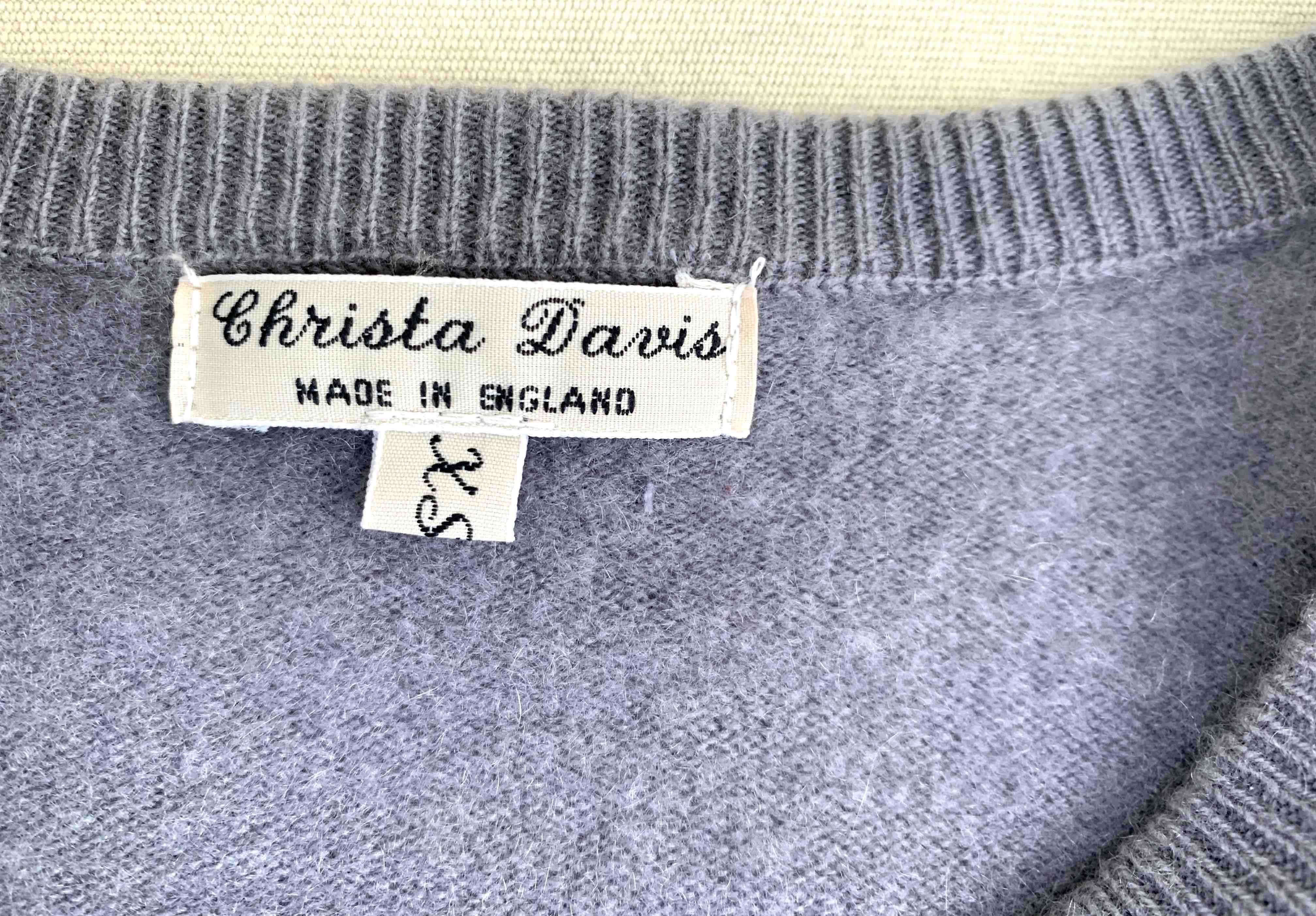 Superb Christa Davis Cardigan Bluza Luxury Gri Paiete Cashmere UK