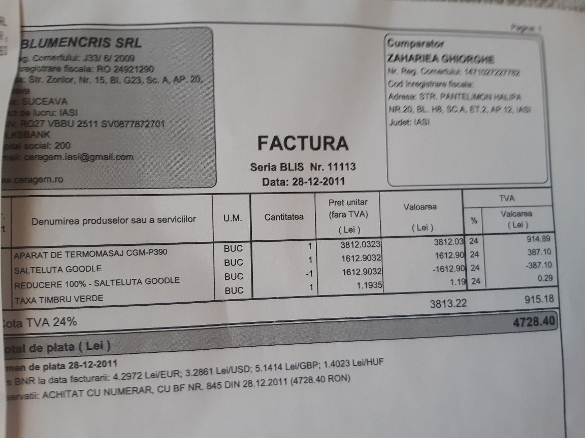 Aparat termomasaj Ceragem nefolosit