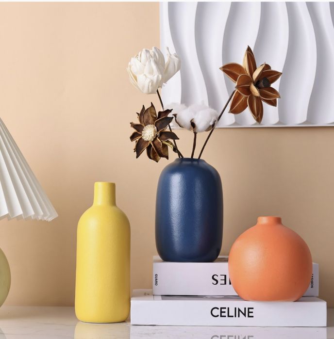Set de 3 Vaze Ceramice de mici dimensiuni, Rustice, still Morandi