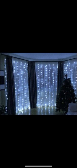 Водопады гирлянды шторы новый год