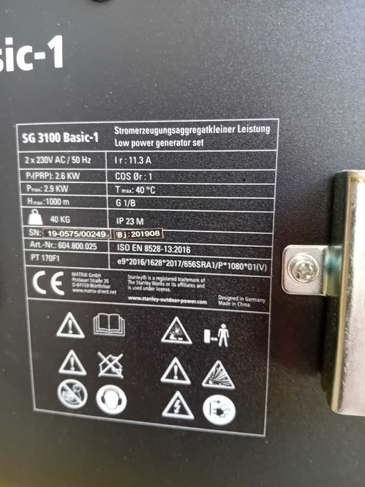Generator Stanley SG 3100 Basic-1