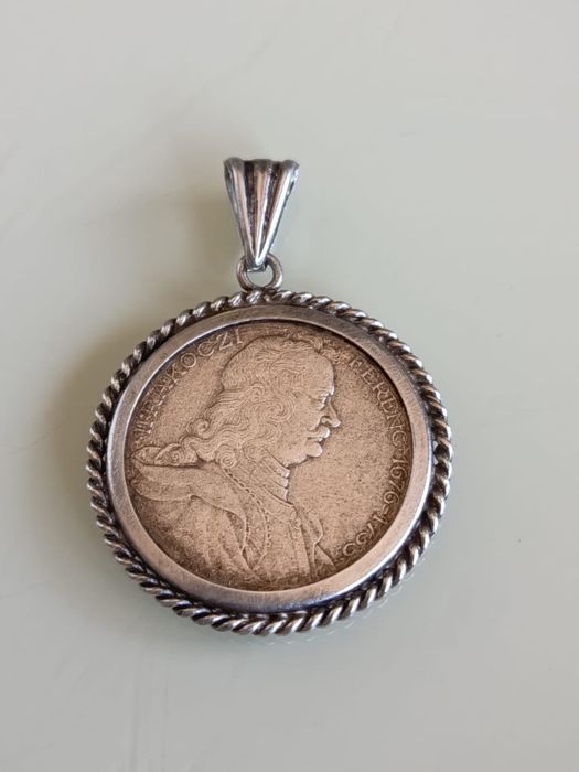 Moneda Veche Medalion + Lanț Argint