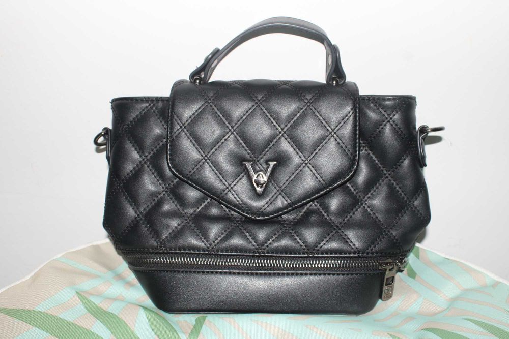 Ежедневна дамска чанта V, черна, еко кожа