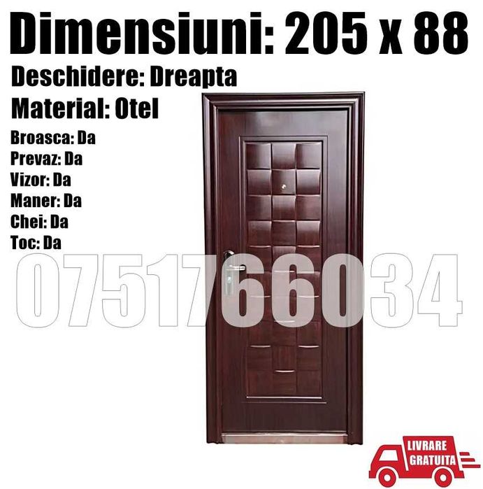 Usa Intrare BR20 Metalica Dreapta Apartament Casa + LIVRARE GRATUITA !