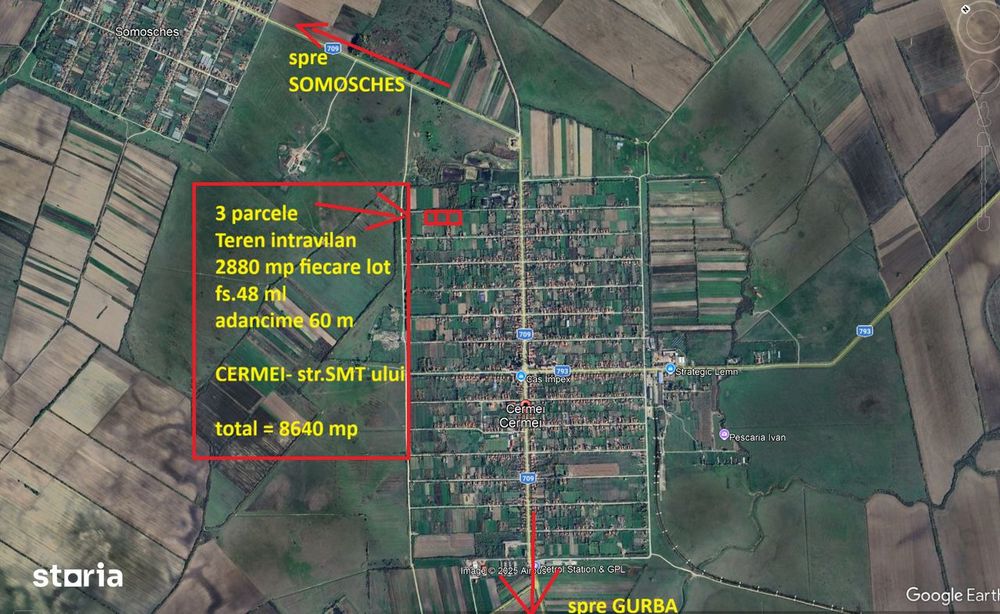 Terenuri intravilane 2880 mp Cermei fs.48 ml - 6350 euro
