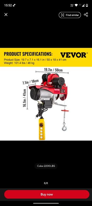 Troliu  palan electric nou