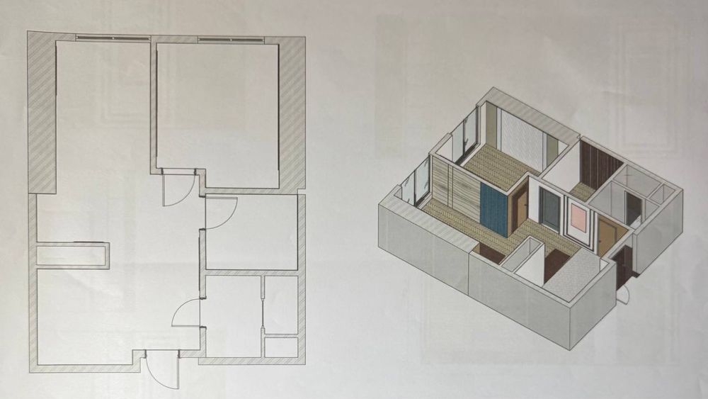 Новостройка Nest One Блок-А 3 комнатная 8 этаж, 52м2. Коробка