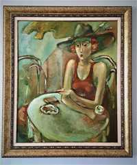 "Дама с шапка", картина oil on canvas 70х80 см