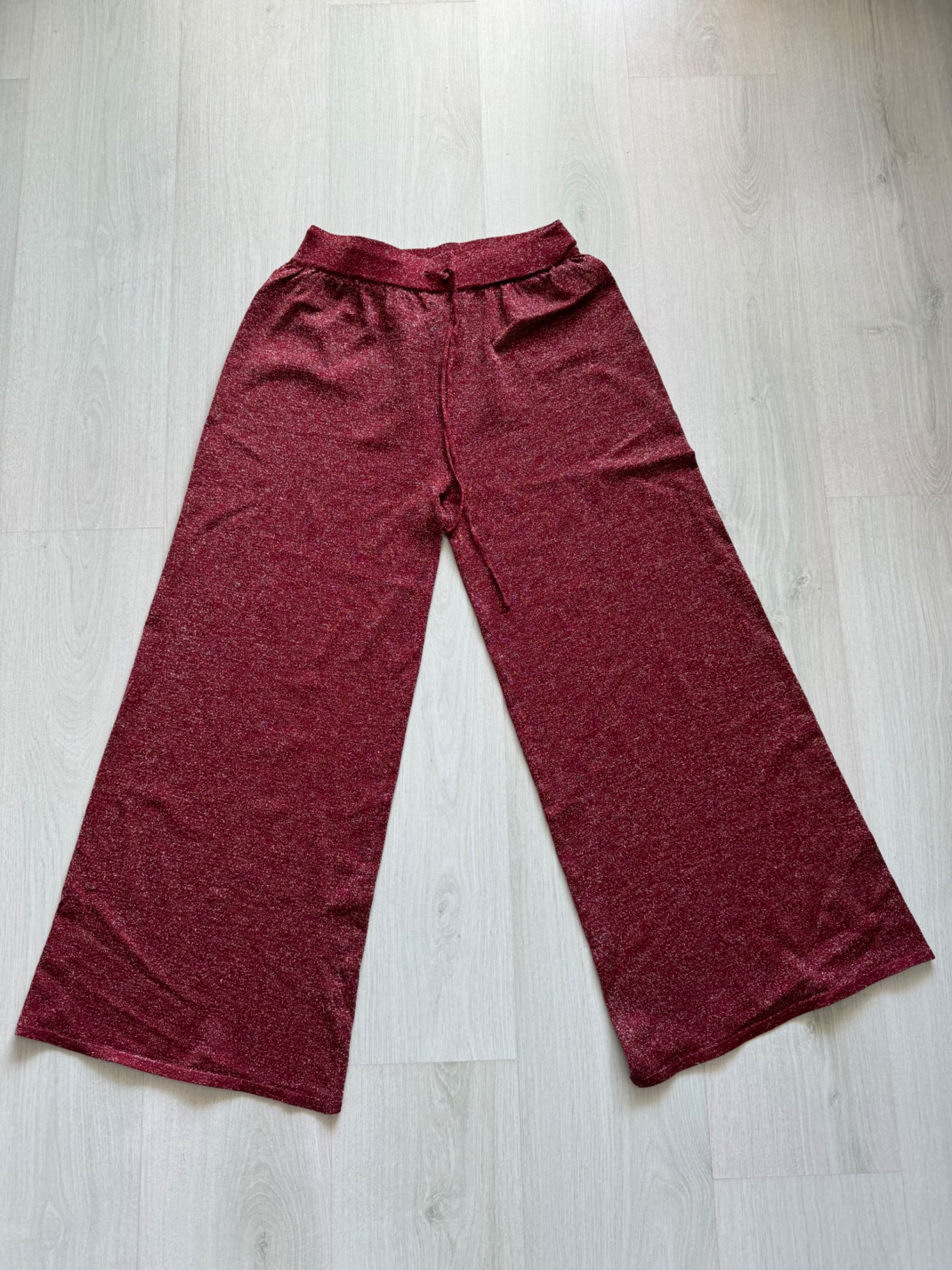 Pantaloni dama Mango MNG, mărimea M, roșu-cărămiziu cu sclipici