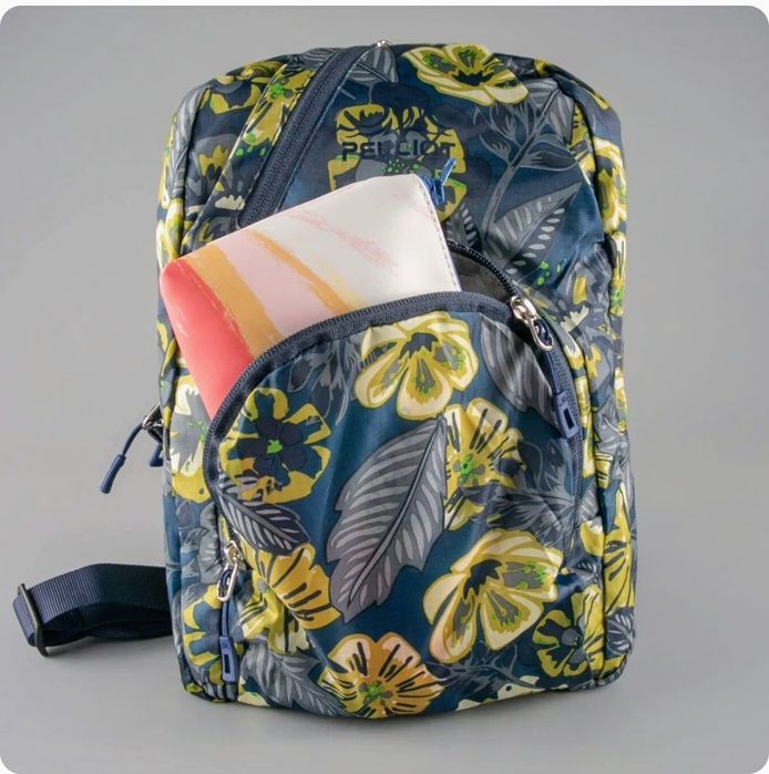 Синий городской рюкзак pelliot на одной лямке цветочный принт