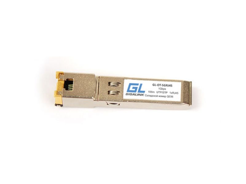 Модуль GIGALINK SFP, 10/100/1000BaseT (1.25Гбит/c), UTP, RJ45, до 100