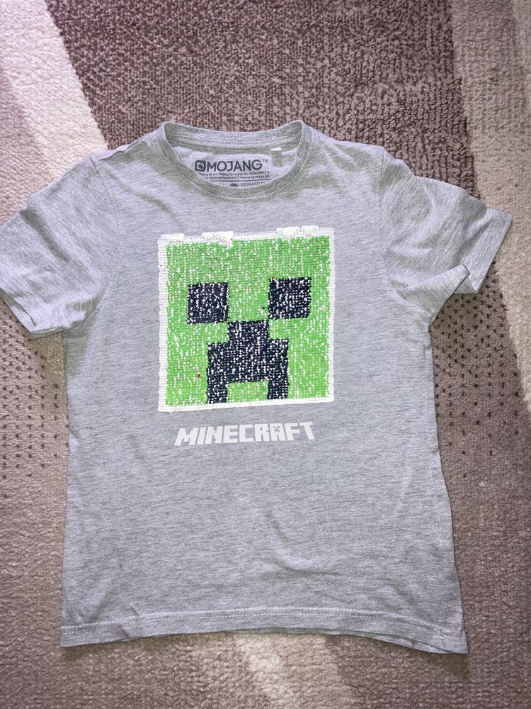 Tricou Minecraft, paiete reversibile, marime 122-128