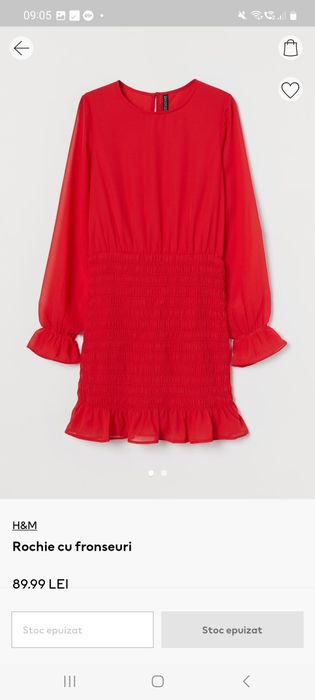 Rochie  cu fronseuri rosie dama Hm 36