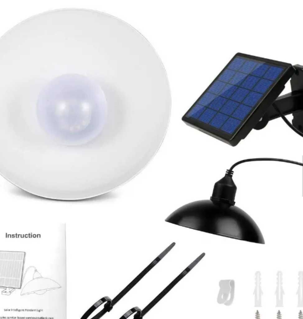 Соларна външна лампа с LED, широк соларен панел