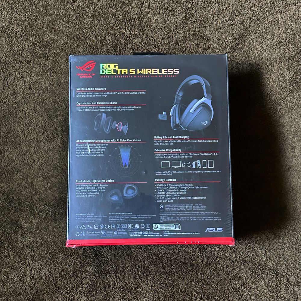 Asus Rog Delta S Wireless. Black.  Naushnik