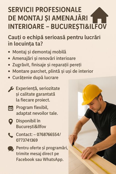 Reparatii, amenajari interioare, Montaje București&Ilfov
