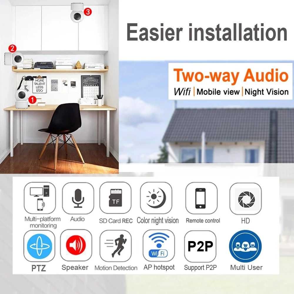 Камера за наблюдение STELS SL10, PTZ, Wi-Fi, 355°, датчик за движение