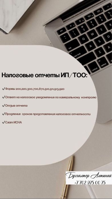 Налог Отчет ИП ТОО ашу жабу бухгалтер онлайн