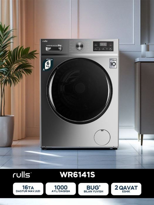 Kir yuvish mashinasi rulls 6 kg invertor