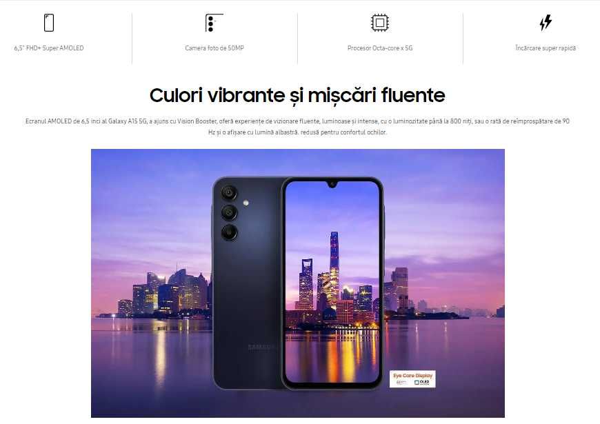 SAMSUNG Galaxy A15 5G, 128GB, 4GB RAM, Dual SIM, Blue Black - ca nou