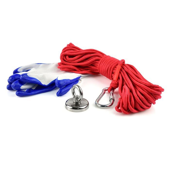 Set magnet neodim 50kg cu funie 20m si manusi