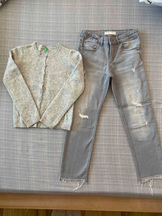 Сет дънки и жилетка 128см