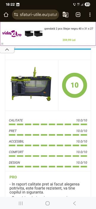 Vand patut pliant Mappy, 2 nivele si arcada cu jucarii